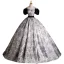 Elegant Black Printing Prom Dresses 2023 Ball Gown Off-The-Shoulder Puffy Short Sleeve Backless Bow Floor-Length / Long Prom Formal Dresses