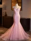 Sexy Rosa Pailletten Festliche Kleider 2025 Meerjungfrau Spaghettiträger Ärmellos Rückenfreies Sweep / Pinsel Zug Abend Abendkleider