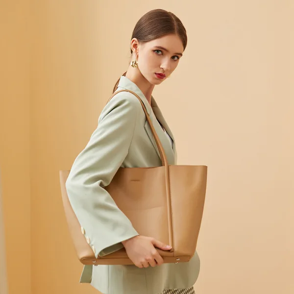 Fashion Women Khaki Bags Casual Leather Tote Bag Women's Bags Solid Color Holiday Handbag 2023