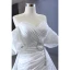 Sexy High-end White Evening Dresses 2023 A-Line / Princess Off-The-Shoulder Short Sleeve Rhinestone Bow Backless Court Train Evening Party Formal Dresses