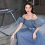 Chic / Beautiful Ocean Blue Prom Dresses 2022 A-Line / Princess Square Neckline Pearl Sequins Butterfly Short Sleeve Backless Floor-Length / Long Formal Dresses