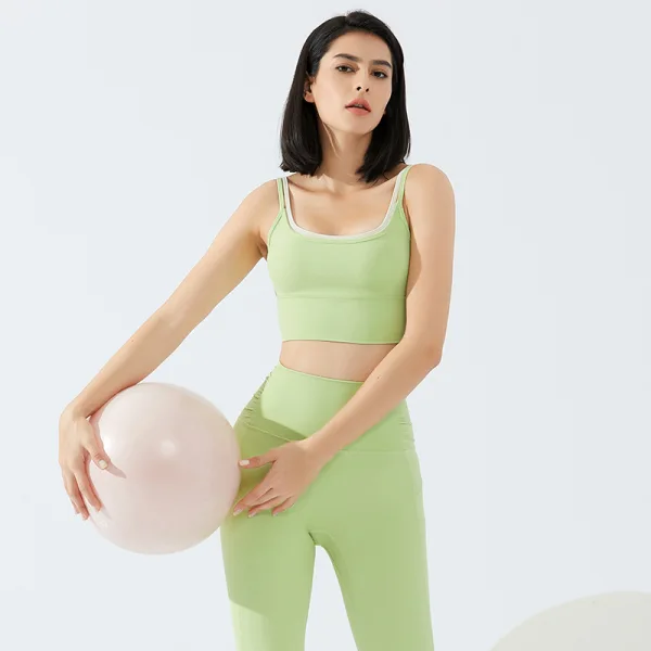 2 Pièces Bleu Marine Nylon Serré Leggings 2021 Moulante Camisole Débardeurs Ensemble de Yoga & Sport