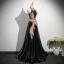 Sparkly Black Beading Sequins Prom Dresses 2025 A-Line / Princess High Neck Sleeveless Floor-Length / Long Prom Formal Dresses