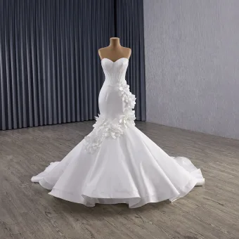 High End Sexy White Handmade Flower Corset Wedding Dresses 2025 Trumpet Mermaid Sweetheart Sleeveless Backless Court Train