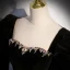 Elegant Black Fall Winter Suede Prom Dresses 2023 A-Line / Princess Strapless Rhinestone Long Sleeve Backless Floor-Length / Long Prom Formal Dresses