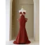 Vintage / Retro Burgundy Satin Evening Dresses 2023 Trumpet / Mermaid Strapless Sleeveless Backless Bow Floor-Length / Long Prom Formal Dresses