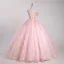 Lovely Blushing Pink Beading Sequins Prom Dresses 2023 Ball Gown Pearl Spaghetti Straps Sleeveless Backless Floor-Length / Long Prom Formal Dresses