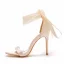 Sexy Champagne Evening Party Womens Sandals 2023 Satin Ankle Strap 10 cm Stiletto Heels Open / Peep Toe Sandals High Heels