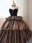 Elegant Black Cascading Ruffles Prom Dresses 2024 Ball Gown Strapless Sleeveless Backless Floor-Length / Long Prom Formal Dresses