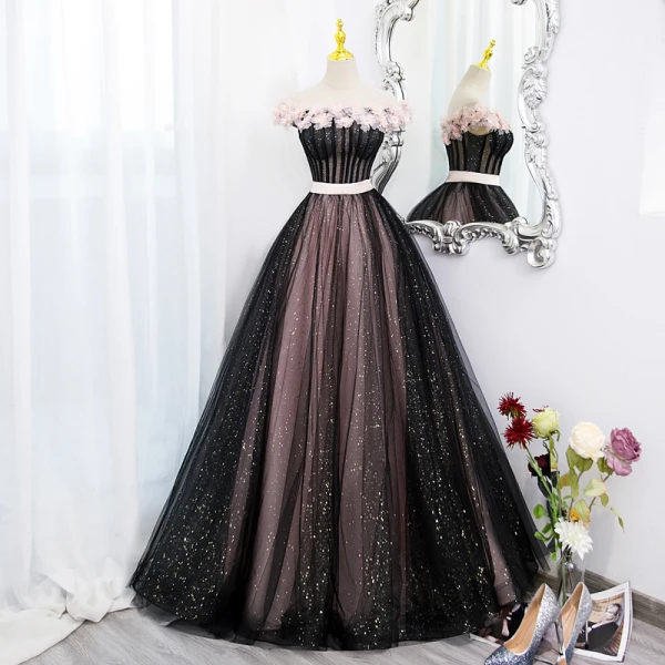 Elegant Tan Rhinestone Sequins Appliques Prom Dresses 2022 Ball Gown Off-The-Shoulder Sleeveless Backless Sash Floor-Length / Long Prom Formal Dresses