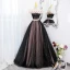 Elegant Tan Rhinestone Sequins Appliques Prom Dresses 2022 Ball Gown Off-The-Shoulder Sleeveless Backless Sash Floor-Length / Long Prom Formal Dresses