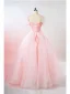 Schöne Rosa Perlenstickerei Perle Pailletten Ballkleider 2025 Ballkleid Eckiger Ausschnitt Kurze Ärmel Rückenfreies Lange Ball Festliche Kleider