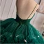 Elegant Dark Green Cascading Ruffles Ruffle Quinceañera Prom Dresses 2024 Ball Gown Spaghetti Straps Sleeveless Backless Court Train Formal Dresses Prom