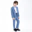 Sky Blue Long Sleeve 6-piece Plaid Boys Wedding Suits 2025 Wedding Body Jewellery Coat Pants Shirt Tie Vest