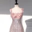 Charmant Rougissant Rose Paillettes Appliques Robe De Soirée 2023 Princesse Bretelles Spaghetti Sans Manches Dos Nu Longue Soirée Robe De Ceremonie