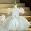 Fashion White Glitter Spotted Birthday Flower Girl Dresses 2022 Ball Gown Scoop Neck Puffy Short Sleeve Short Flower Girl Dresses