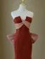 Vintage / Retro Burgundy Satin Evening Dresses 2023 Trumpet / Mermaid Strapless Sleeveless Backless Bow Floor-Length / Long Prom Formal Dresses