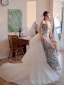 Fancy Green Embroidered Floral Prom Dresses 2023 Ball Gown Strapless Sleeveless Backless Floor-Length / Long Prom Formal Dresses