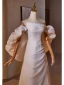 Fashion White Split Front Prom Dresses 2024 A-Line / Princess Off-The-Shoulder Sleeveless Backless Floor-Length / Long Prom Formal Dresses