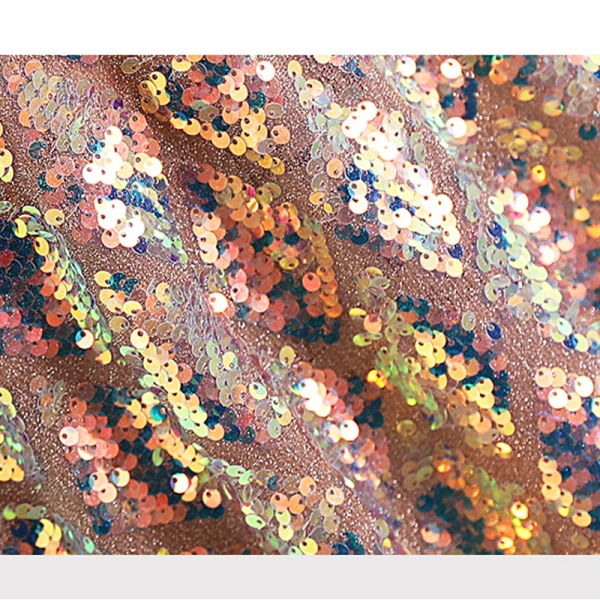 Scintillantes Or Rose Paillettes Robe De Soirée 2023 Princesse V-Cou Manches Courtes Dos Nu Noeud Train De Balayage Soirée Robe De Ceremonie