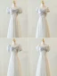 Modest / Simple Grey Short Sleeve Backless Bridesmaid Dresses 2024 A-Line / Princess Floor-Length / Long Tulle