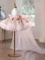 Dazzling Blushing Pink Beading Appliques Sequins Birthday Short Flower Girl Dresses 2026 Ball Gown Square Neckline Sleeveless Backless Bow