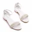 Chic / Beautiful White Pearl Flat Wedding Shoes 2023 Ankle Strap Open / Peep Toe Wedding Sandals