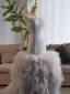Sexy Grau Rüschen Ballkleider 2025 Meerjungfrau Bandeau Ärmellos Rückenfreies Sweep / Pinsel Zug Ball Festliche Kleider