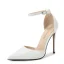 Schöne Weiß Abend Sandalen Damen 2023 Knöchelriemen 12 cm Stilettos Spitzschuh Damenschuhe Hochhackige