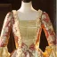 Medieval Vintage / Retro Red Glitter Printing Pearl Bow Cosplay Lolita Prom Dresses 2024 Ball Gown Square Neckline Bell sleeves Backless