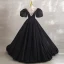 Audrey Hepburn Style Black Prom Dresses 2023 Ball Gown Rhinestone Scoop Neck Puffy Short Sleeve Floor-Length / Long Prom Formal Dresses