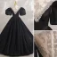 Audrey Hepburn Style Black Prom Dresses 2023 Ball Gown Rhinestone Scoop Neck Puffy Short Sleeve Floor-Length / Long Prom Formal Dresses