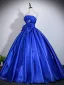Vintage / Retro Royal Blue Bow Prom Dresses 2026 Ball Gown Strapless Sleeveless Backless Floor-Length / Long Formal Dresses