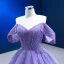 High End Lavendel Perlenstickerei Pailletten Ballkleider 2023 Ballkleid Bandeau Ärmellos Rückenfreies Sweep / Pinsel Zug Festliche Kleider