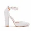 Chic / Belle Blanche Perle En Dentelle Fleur Chaussure De Mariée 2022 Bride Cheville 10 cm Talons Épais À Bout Pointu Mariage Talons Hauts