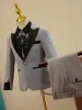 Fashion Grey 5-piece Prom Boys Wedding Suits 2023 Bow Tie Coat Pants Shirt Vest