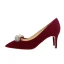 Chic / Beautiful Burgundy Suede Wedding Shoes 2022 10 cm Stiletto Heels Leather Pearl Rhinestone Pointed Toe Wedding Pumps High Heels