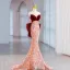 Sexy Bordeaux Paillettes Robe De Soirée 2023 Trompette / Sirène Bustier Sans Manches Dos Nu Noeud Train De Balayage Soirée Robe De Ceremonie