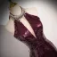 Scintillantes Sexy Bordeaux Faux Diamant Paillettes Robe De Bal Robe De Soirée 2024 Trompette / Sirène Titulaire Sans Manches Dos Nu Longue Promo Robe De Ceremonie