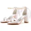Charmant Blanche Perle Bride Cheville Noeud Sandales Femme 2023 7 cm Talons Épais À Bout Pointu Chaussure De Mariée