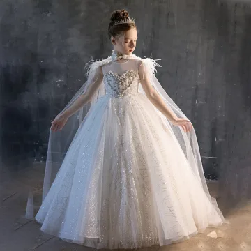 Encantador Blanco Rebordear Perla Rhinestone Lentejuelas Tassel Cumpleaños Vestidos Para Niñas 2025 Ball Gown Scoop Escote Sin Mangas Colas De Barrido