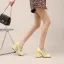 Vintage / Retro Yellow Prom Satin Pumps 2024 10 cm Thick Heels Square Toe Pumps High Heels