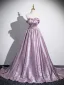 Élégant Rougissant Rose Perlage Glitter Robe De Bal 2025 Princesse De l'épaule Manches Courtes Dos Nu Train De Balayage Promo Robe De Ceremonie