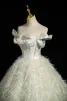 Charming Ivory Glitter Sequins Tassel Prom Dresses 2023 Ball Gown Strapless Bow Sleeveless Backless Floor-Length / Long Formal Dresses