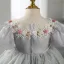 Chic / Beautiful Grey Wedding Short Flower Girl Dresses 2022 Ball Gown Scoop Neck Puffy Short Sleeve Pearl Sequins Appliques Flower Girl Dresses
