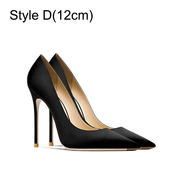 Chic / Beautiful Black Satin Office OL Pumps 2024 12 cm Stiletto Heels Pointed Toe Pumps High Heels