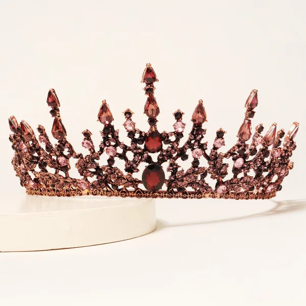 Vintage / Retro Rose Gold Crystal Rhinestone Wedding Tiara Bridal Hair Accessories Alloy 2022