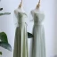 Modest / Simple Sage Green Bridesmaid Dresses 2023 A-Line / Princess Short Sleeve Backless Floor-Length / Long Bridesmaid Dresses