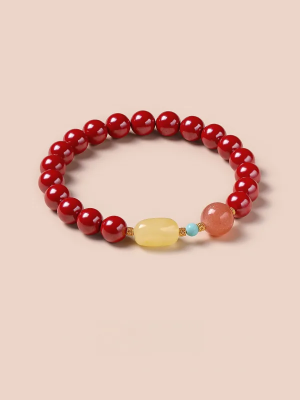 Style Chinois Rouge Fait main Cinabre Ambre Bracelets 2025 Accessorize