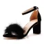 Simple Rougissant Rose Vêtement de rue Désinvolte Été Sandales Femme 2023 Bride Cheville Plumes 7 cm Talons Épais Peep Toes / Bout Ouvert Sandales Talons Hauts